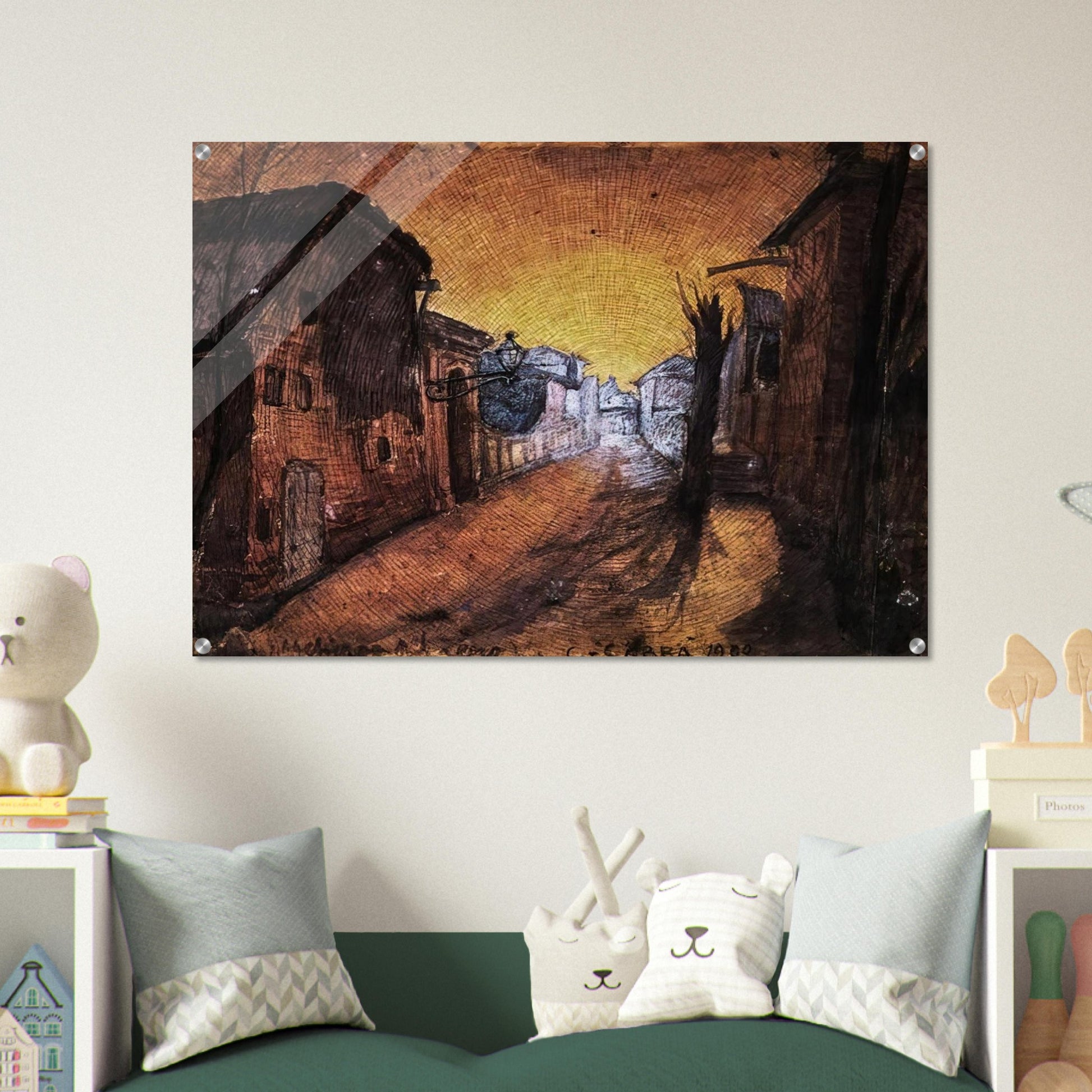 LA STRADA DI CASA 1900 - Carlo Carra Acrylic Print - 70x100 cm / 28x40″ inches | Carlo Carra Wall Art | Carlo Carra Prints