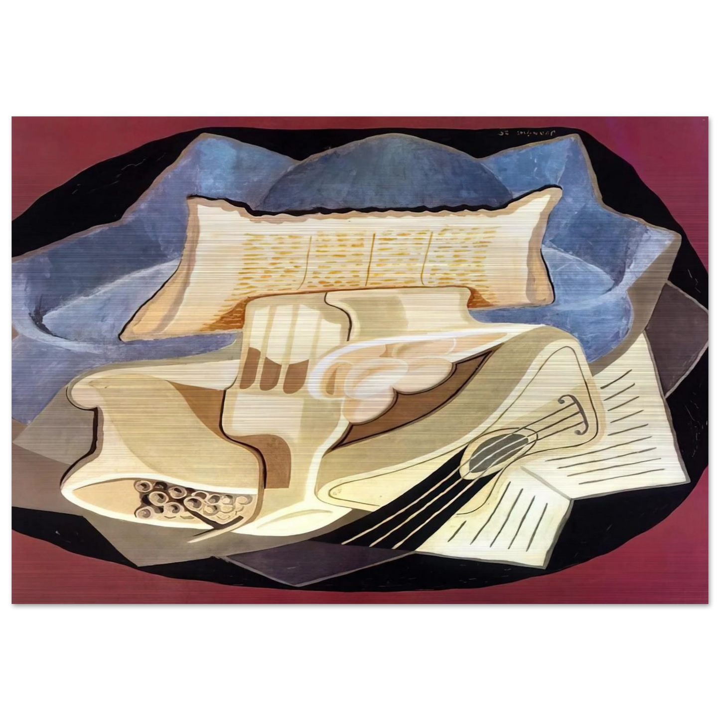 THE BLUE CLOTH 1925 - Juan Gris Brushed Aluminum Print - 70x100 cm / 28x40 inches | Juan Gris Aluminum Print | Juan Gris Prints