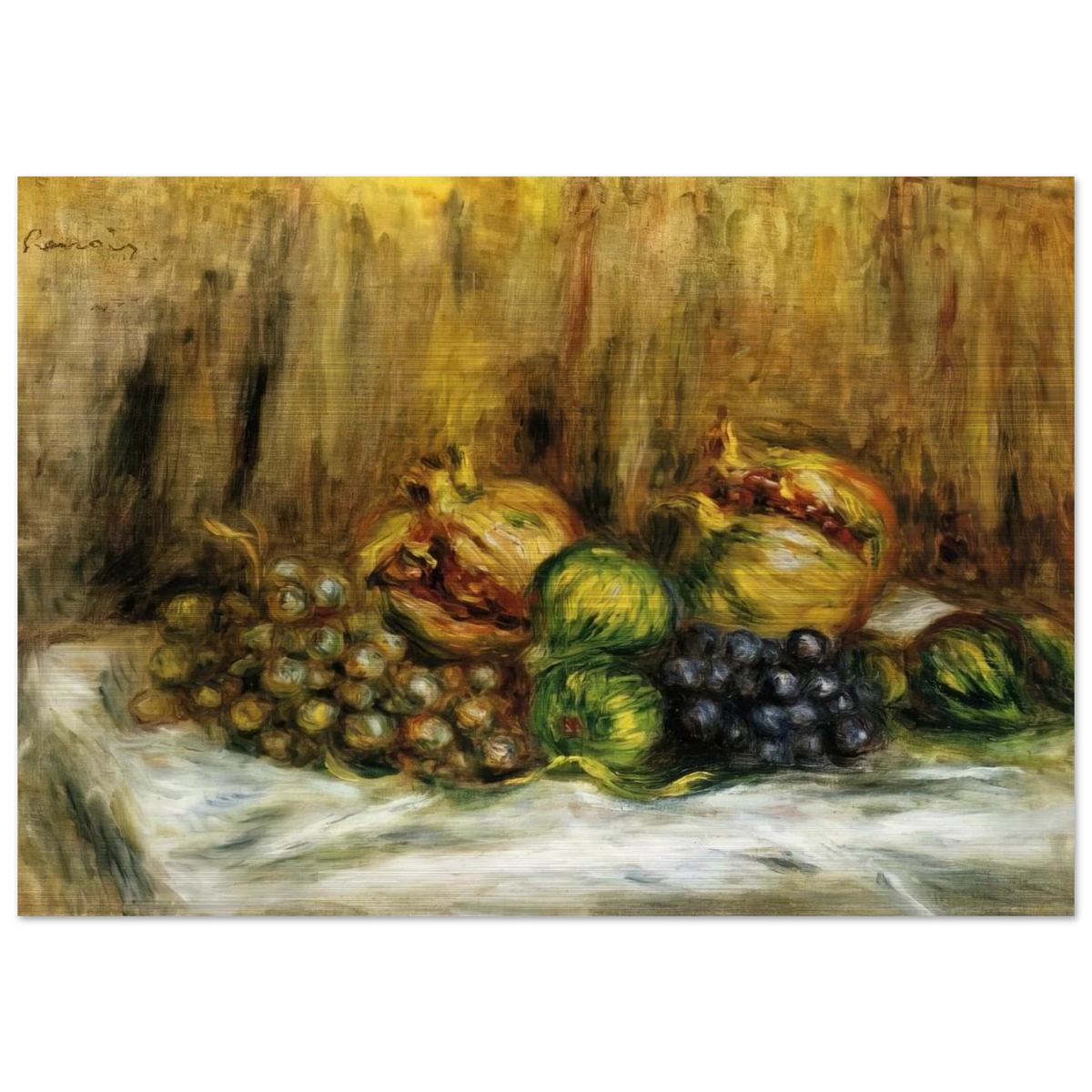 Still Life with Grapes - Pierre-Auguste Renoir Brushed Aluminum Print - 70x100 cm / 28x40 inches | Pierre-Auguste Renoir Aluminum Print | Pierre-Auguste Renoir Prints