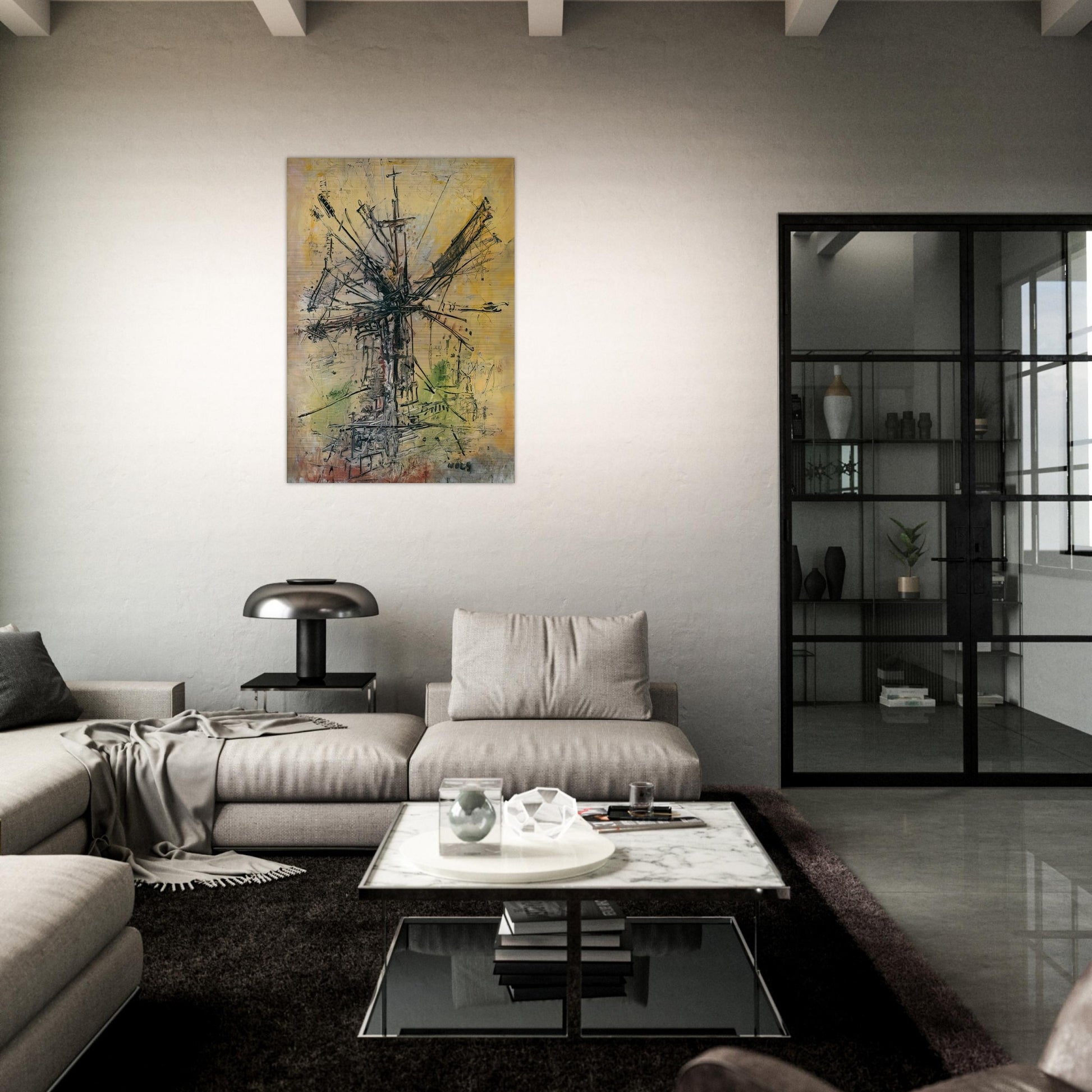 The Windmill - 1951 - Wols Brushed Aluminum Print - 70x100 cm / 28x40 inches | Wols Aluminum Print | Wols Prints