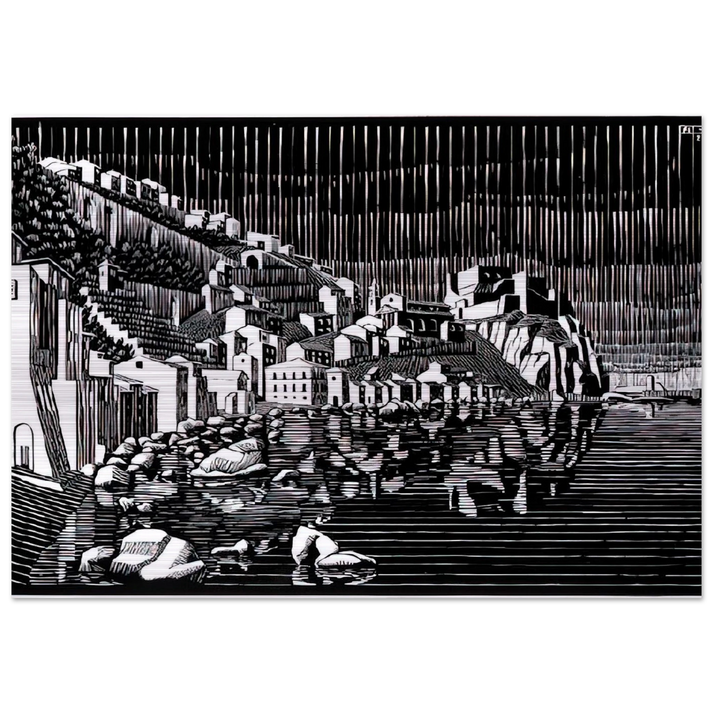 SCILLA CALABRIA FEBRUARY 1931 1931 - MC Escher Brushed Aluminum Print - 70x100 cm / 28x40 inches | MC Escher Aluminum Print | MC Escher Prints