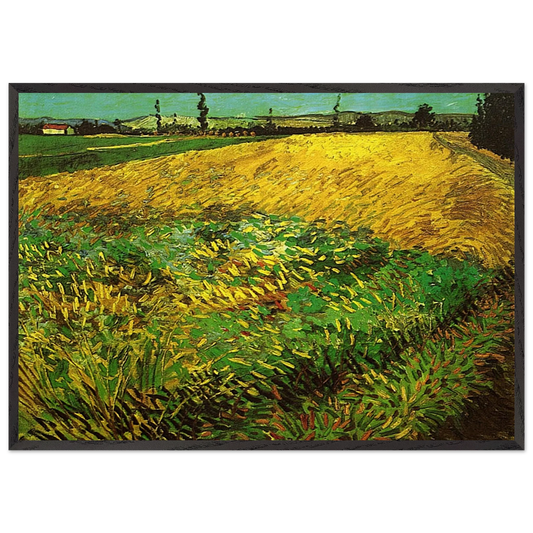 Wheat Field with the Alpilles Foothills in the Background - Vincent van Gogh 70x100 cm / 28x40 inches Framed Art Print – Black Wooden Frame