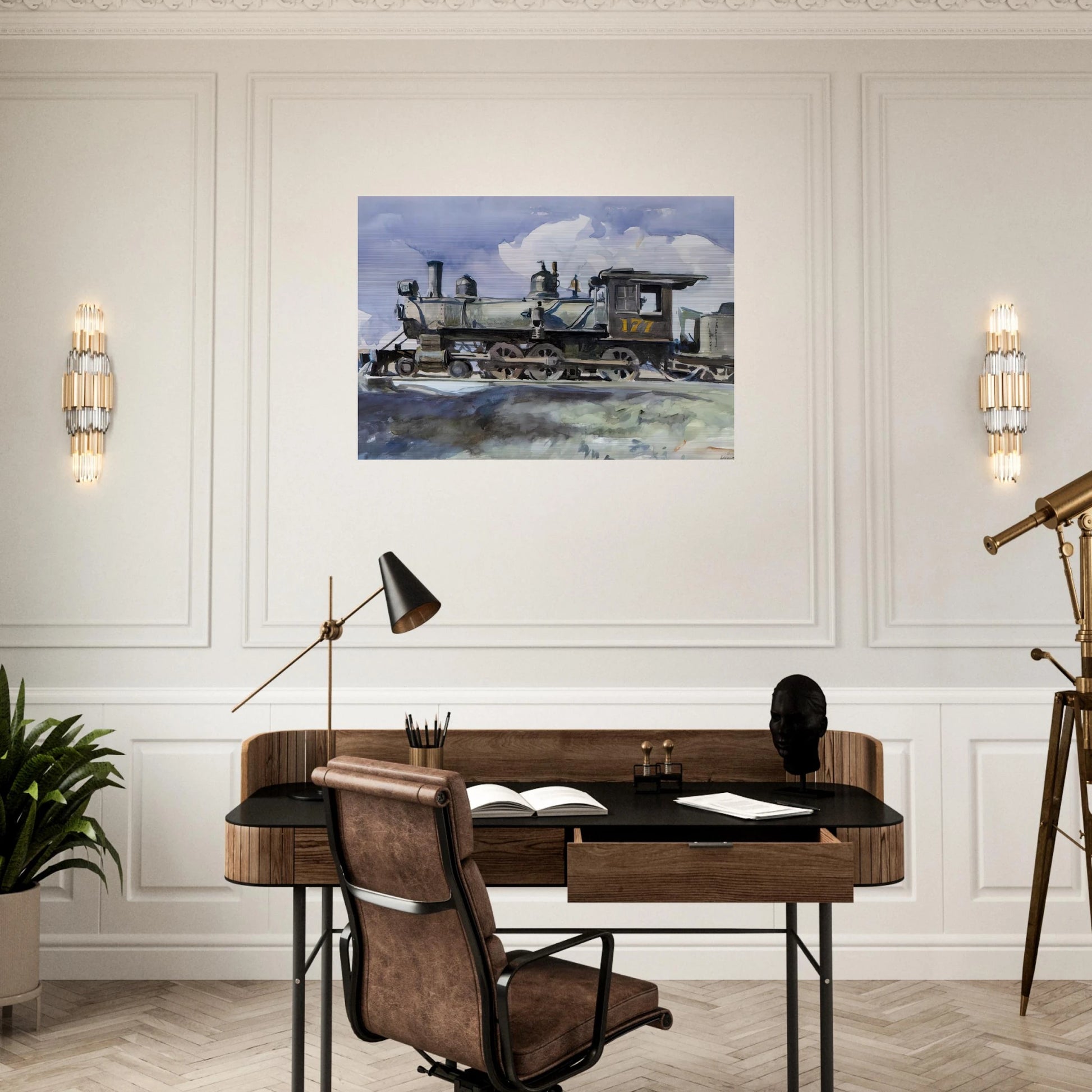 D. and R. G. Locomotive - Edward Hopper Brushed Aluminum Print - 70x100 cm / 28x40 inches | Edward Hopper Aluminum Print | Edward Hopper Prints