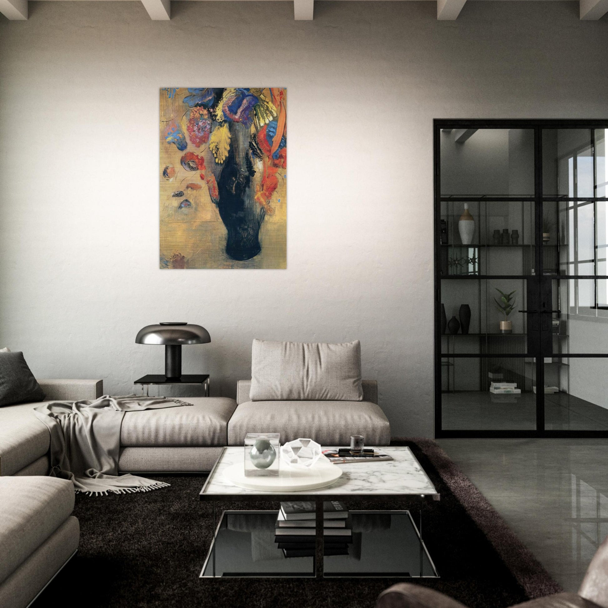 FLOWERS - Odilon Redon Brushed Aluminum Print - 70x100 cm / 28x40 inches | Odilon Redon Aluminum Print | Odilon Redon Prints
