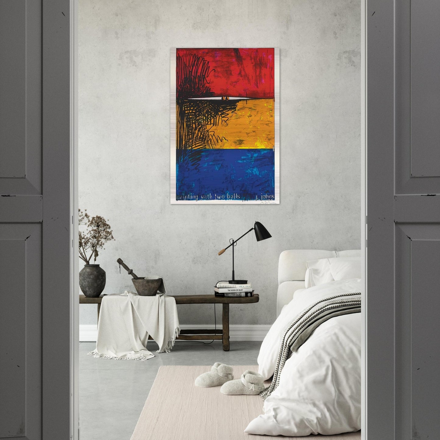 PAINTING WITH TWO BALLS ULAE 87 - Jasper Johns Brushed Aluminum Print - 70x100 cm / 28x40 inches | Jasper Johns Aluminum Print | Jasper Johns Prints