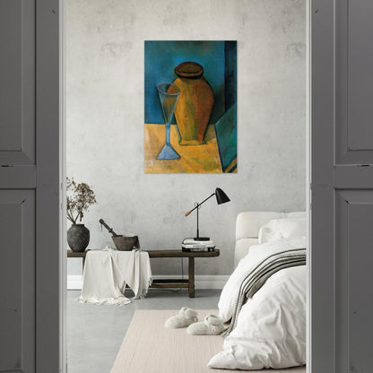 Pot, Glass and Book - 1908 - Pablo Picasso Brushed Aluminum Print - 70x100 cm / 28x40 inches | Pablo Picasso Aluminum Print | Pablo Picasso Prints