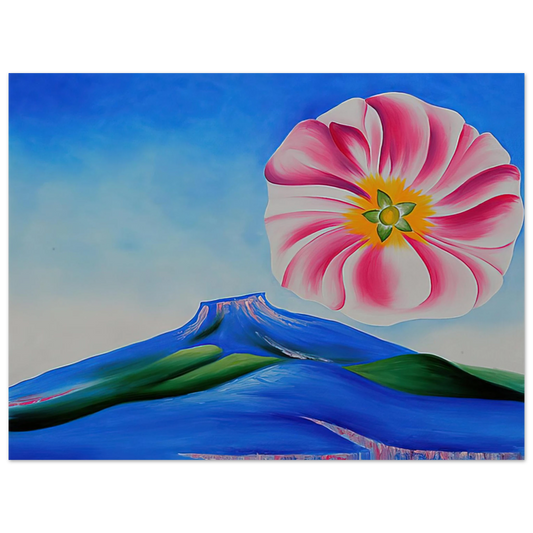 Georgia O'Keeffe - Hollyhock Pink with Pedernal Fine Art Poster