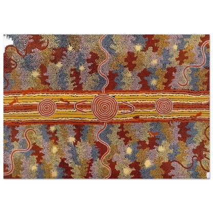 Corrobboree Dreaming - Native Art - Clifford Possum Tjapaltjarri Brushed Aluminum Print - 70x100 cm / 28x40 inches | Clifford Possum Tjapaltjarri Aluminum Print | Clifford Possum Tjapaltjarri Prints