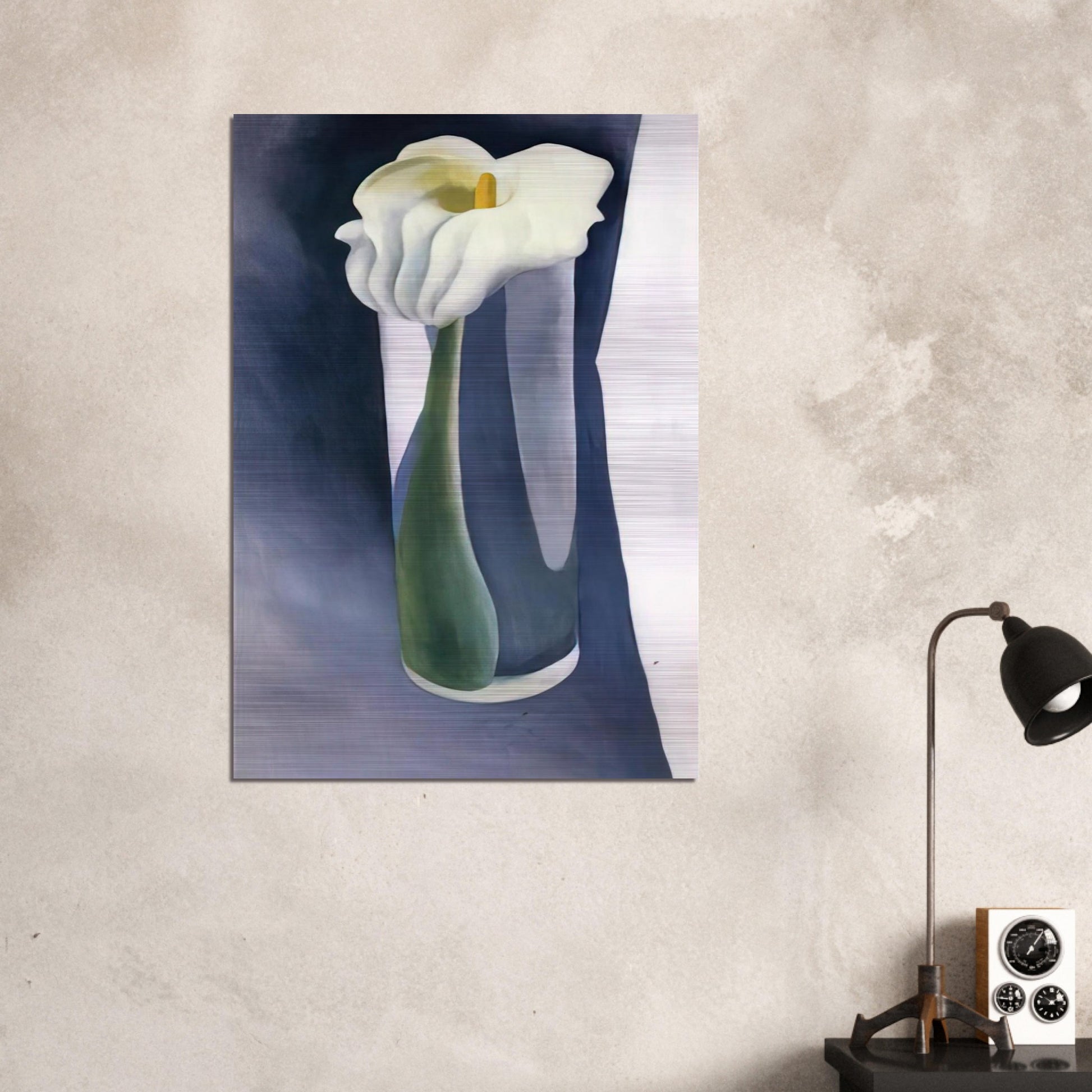 Calla Lily in Tall Glass - Georgia O'Keeffe Brushed Aluminum Print - 70x100 cm / 28x40 inches | Georgia O'Keeffe Aluminum Print | Georgia O'Keeffe Prints
