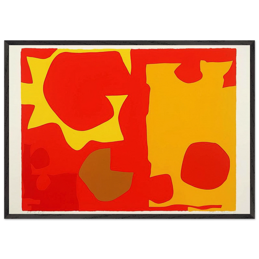 Six in Light Orange with Red in Yellow - 1970 - Patrick Heron 70x100 cm / 28x40 inches Framed Art Print – Black Wooden Frame