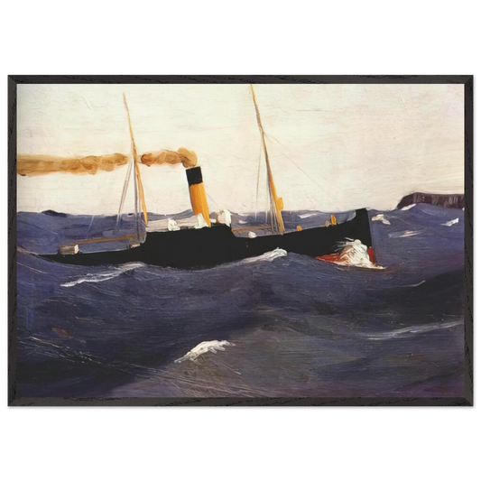 Tramp Steamer - Edward Hopper 70x100 cm / 28x40 inches Framed Art Print – Black Wooden Frame