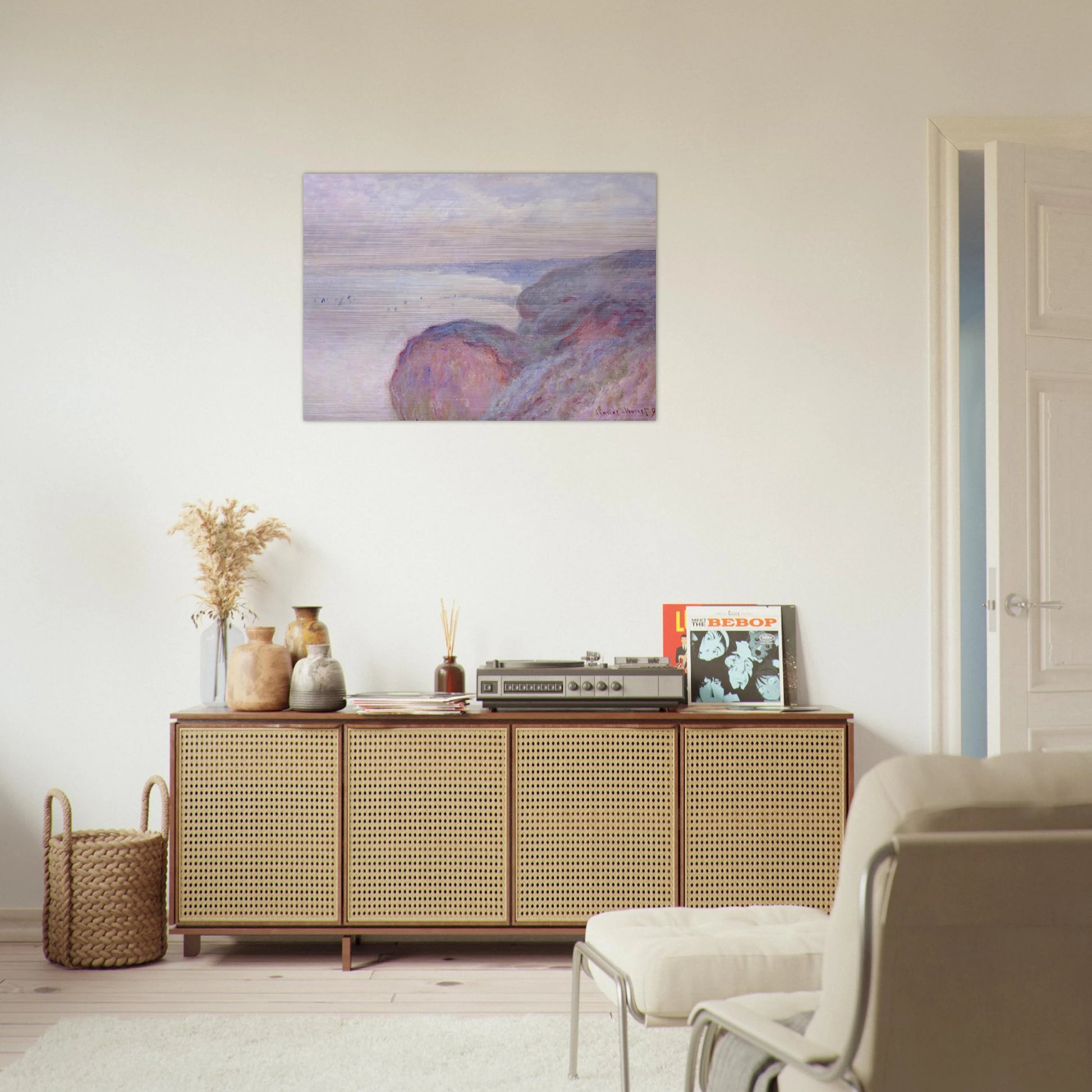 Cliff near Dieppe, Overcast Skies - claude monet Brushed Aluminum Print - 70x100 cm / 28x40 inches | claude monet Aluminum Print | claude monet Prints