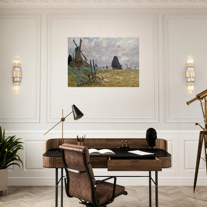 Windmill near Zaandam - claude monet Brushed Aluminum Print - 70x100 cm / 28x40 inches | claude monet Aluminum Print | claude monet Prints