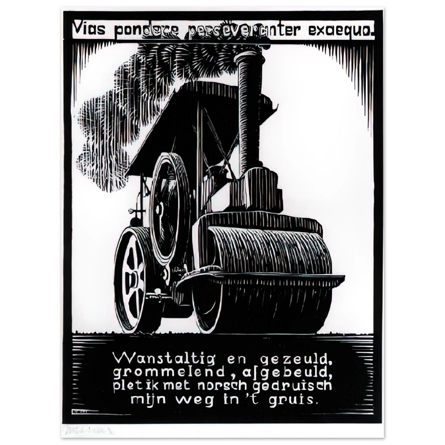 MC Escher - EMBLEMATA STEAMROLLER Wall Art - 21x29.7 cm / 8x12" - Fine Art Poster-canvas - -