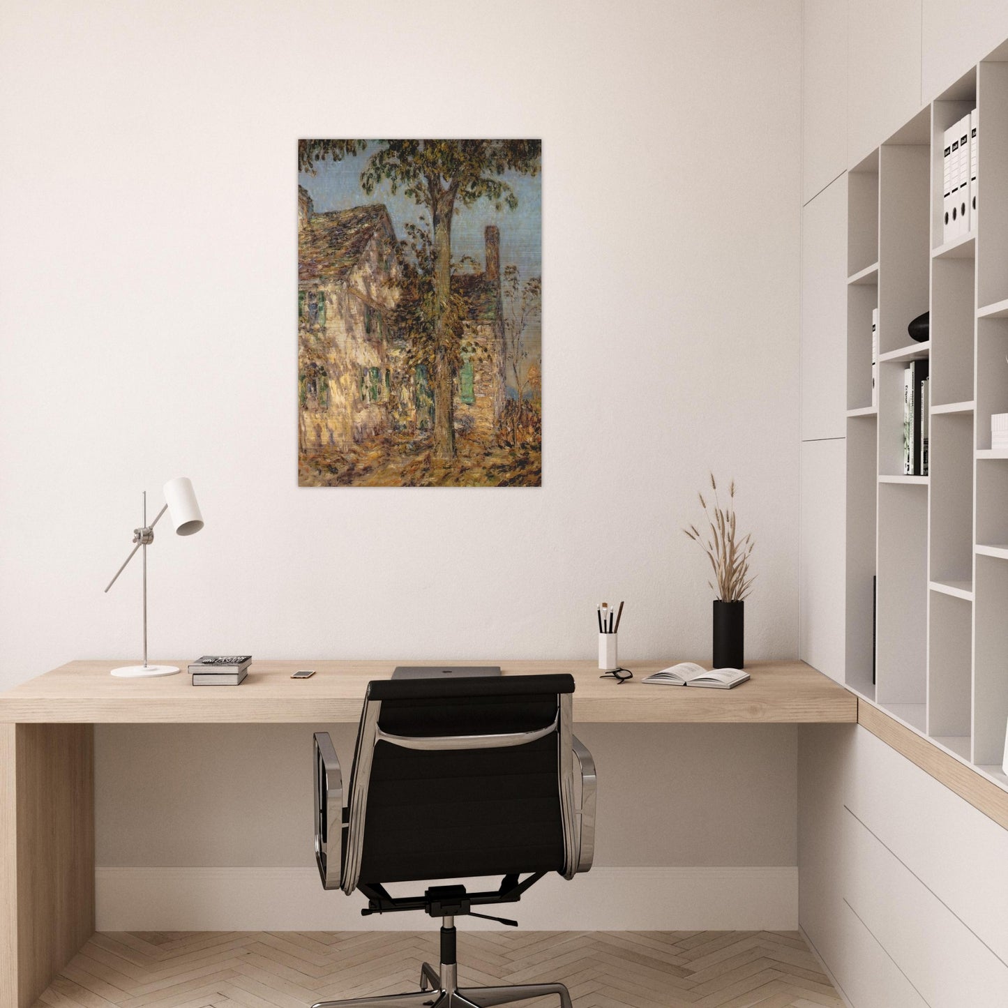 Sunlight on an Old House, Putnam - Childe Hassam Brushed Aluminum Print - 70x100 cm / 28x40 inches | Childe Hassam Aluminum Print | Childe Hassam Prints