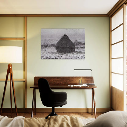 Grainstack in the Sunlight, Snow Effect - claude monet Brushed Aluminum Print - 70x100 cm / 28x40 inches | claude monet Aluminum Print | claude monet Prints