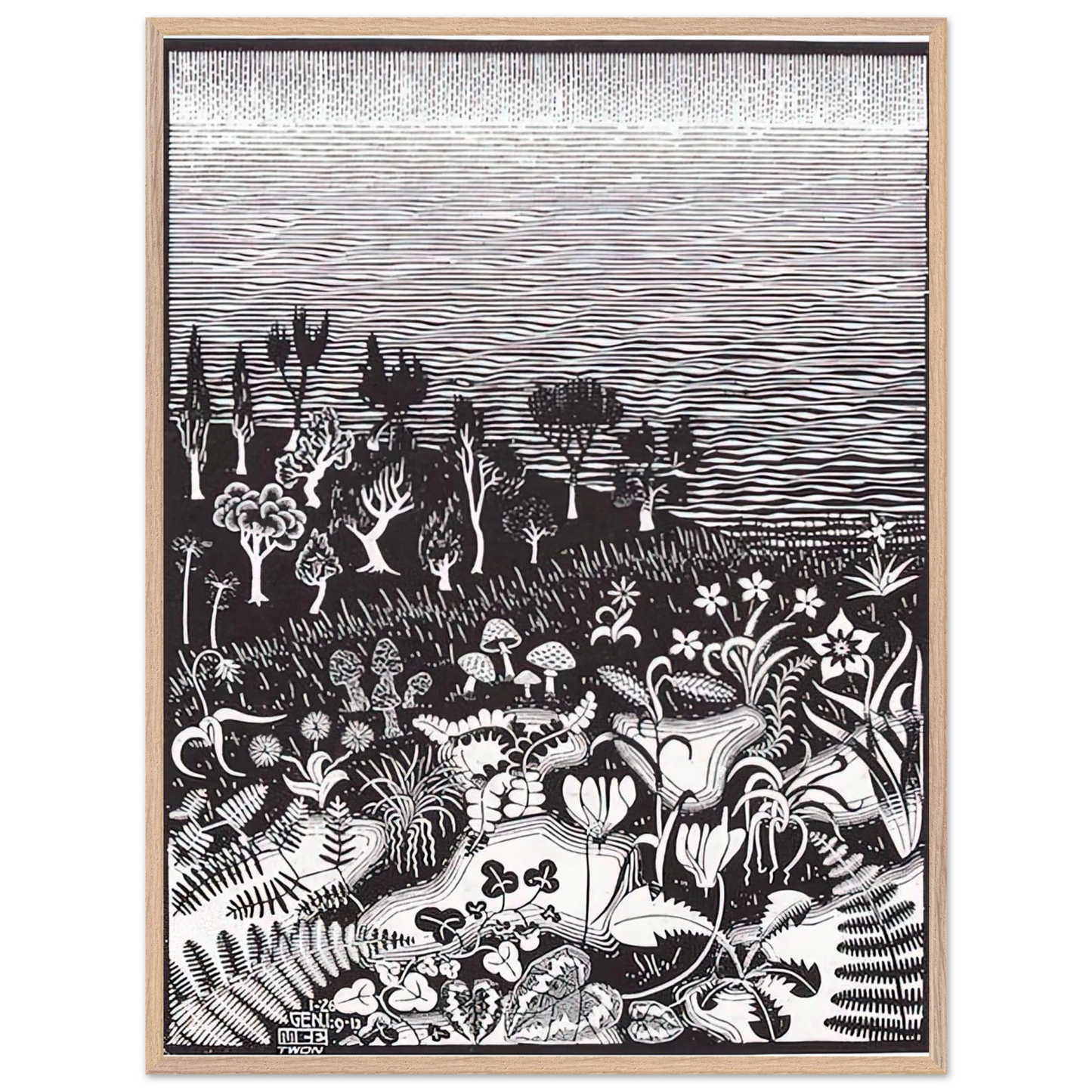 MC Escher - THE 3RD DAY OF THE CREATION Wall Art - 30x40 cm / 12x16 inches - Fine Art Poster-canvas - -