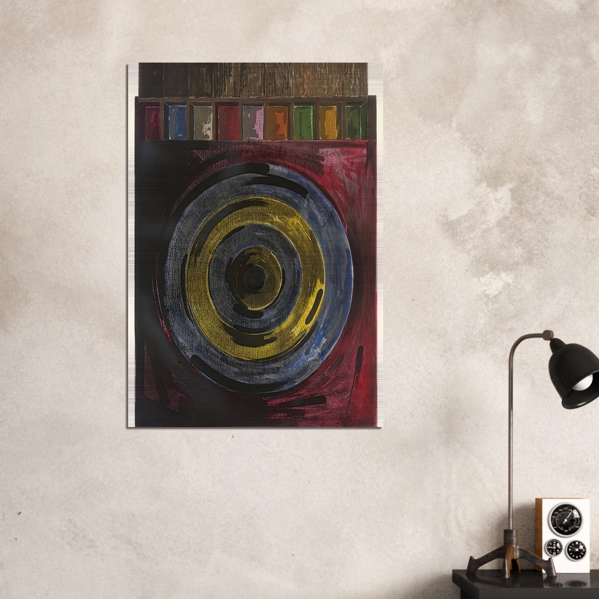 TARGET WITH PLASTER CASTS UNIVERSAL LIMITED ART EDITIONS 208 - Jasper Johns Brushed Aluminum Print - 70x100 cm / 28x40 inches | Jasper Johns Aluminum Print | Jasper Johns Prints