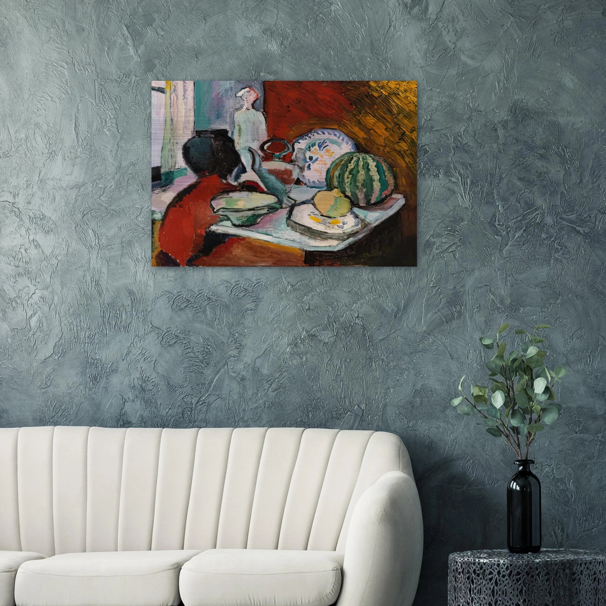 DISHES AND MELON 1907 - Henri Matisse Brushed Aluminum Print - 70x100 cm / 28x40 inches | Henri Matisse Aluminum Print | Henri Matisse Prints