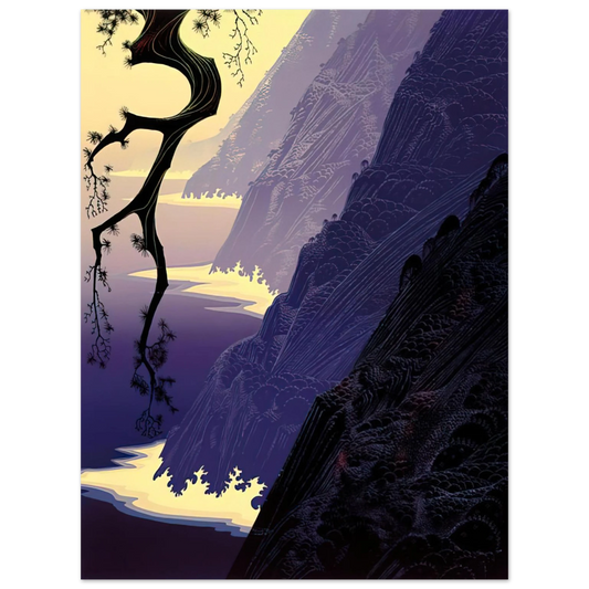 Eyvind Earle - Purple Mist  75x100 cm / 30x40inches Fine Art Poster