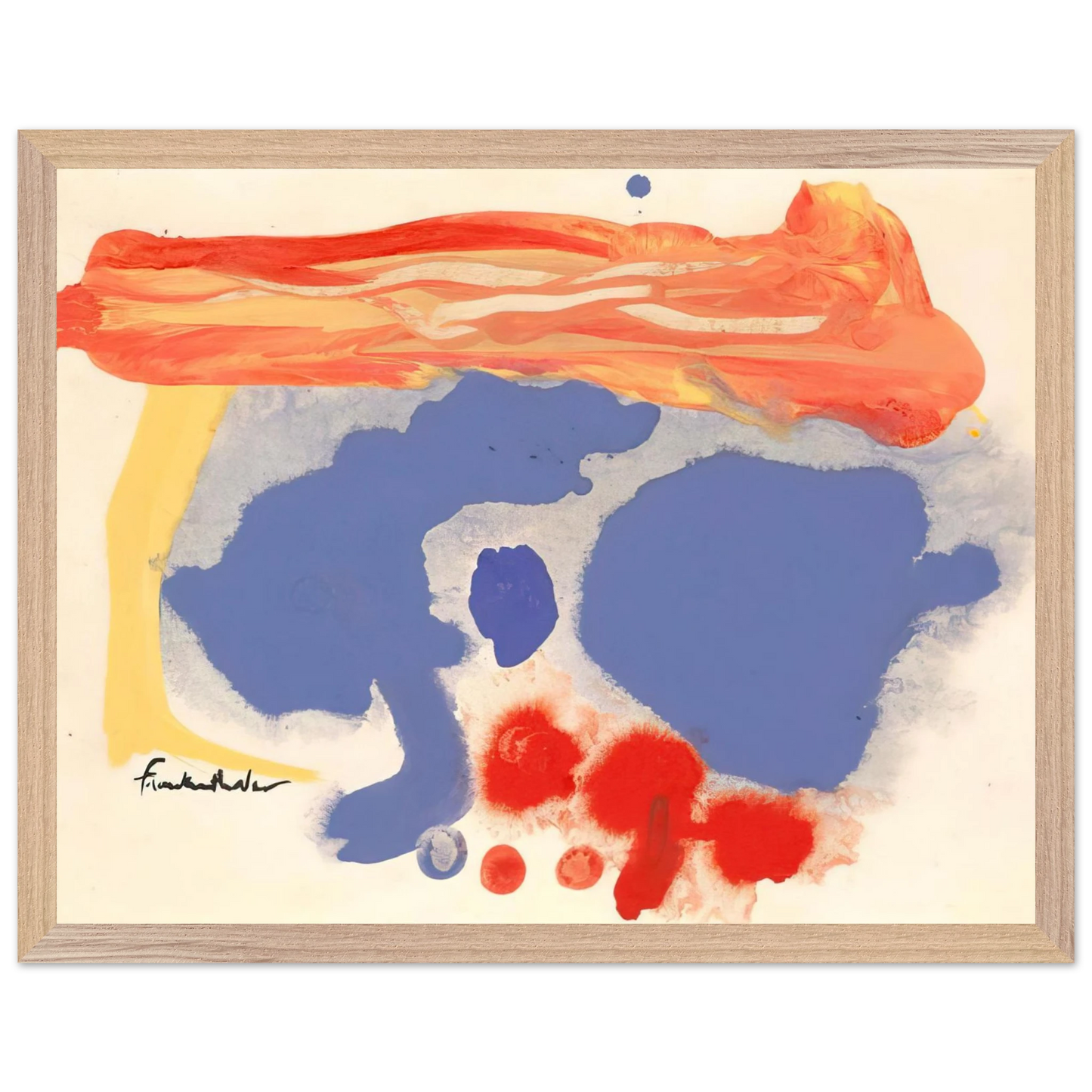 Helen Frankenthaler - Summerscene, Provincetown - 1961 Wall art - 60x80 cm / 24x32 inches - Premium Wooden Framed Poster With Fine Art Paper-canvas - Black frame
