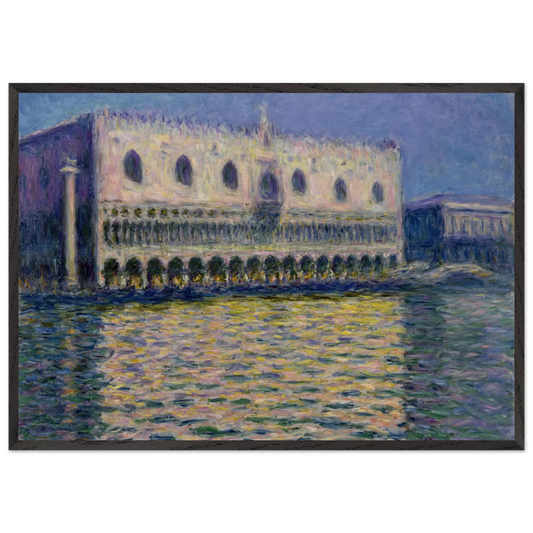 The Palazzo Ducale - claude monet 70x100 cm / 28x40 inches Framed Art Print – Black Wooden Frame
