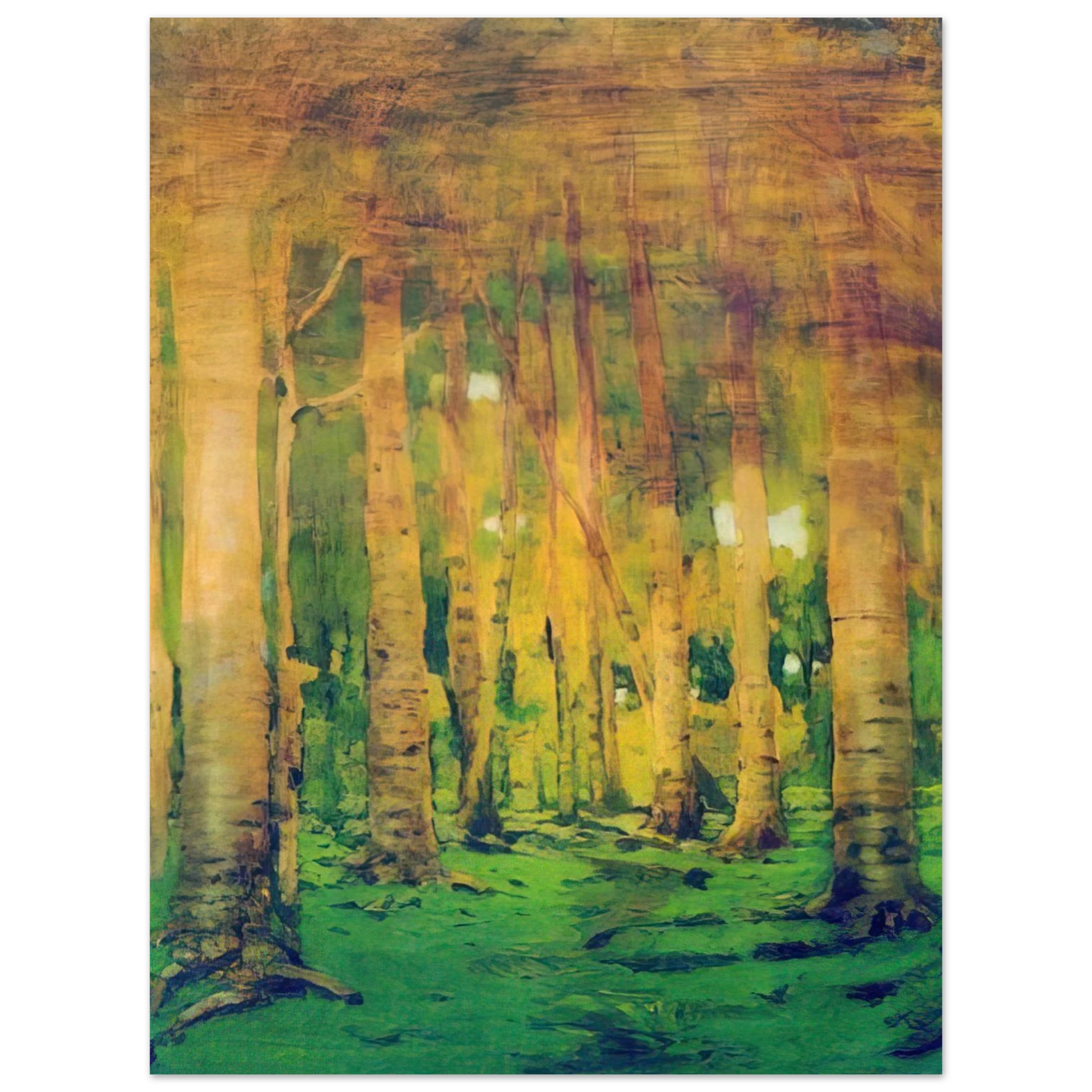 Arkhyp Kuindzhi - A Birch Grove. Spots of sunlight  75x100 cm / 30x40inches Fine Art Poster