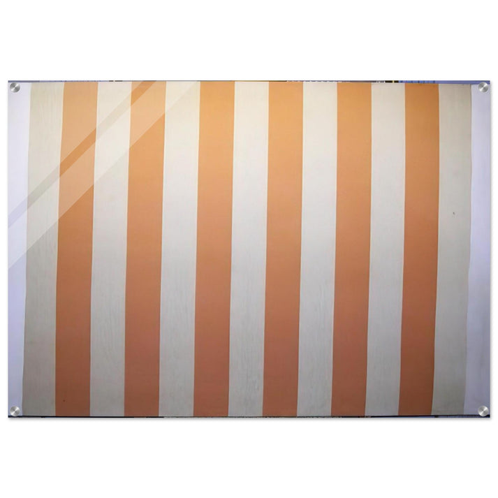 Peinture acrylique blanche sur tissu rayé blanc et orange - 1967 - Daniel Buren Acrylic Print - 70x100 cm / 28x40″ inches