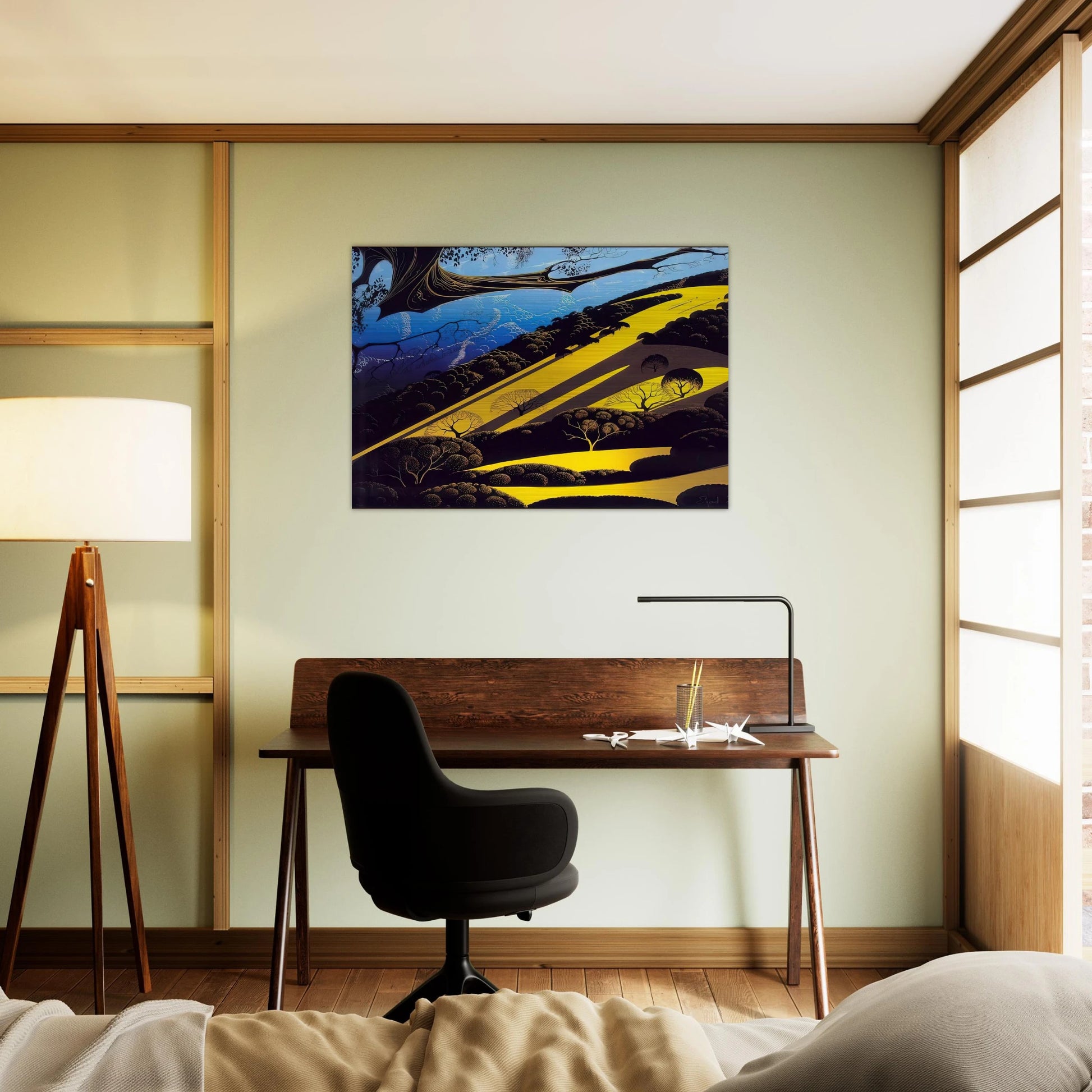 Gaviota Pass - Eyvind Earle Brushed Aluminum Print - 70x100 cm / 28x40 inches | Eyvind Earle Aluminum Print | Eyvind Earle Prints