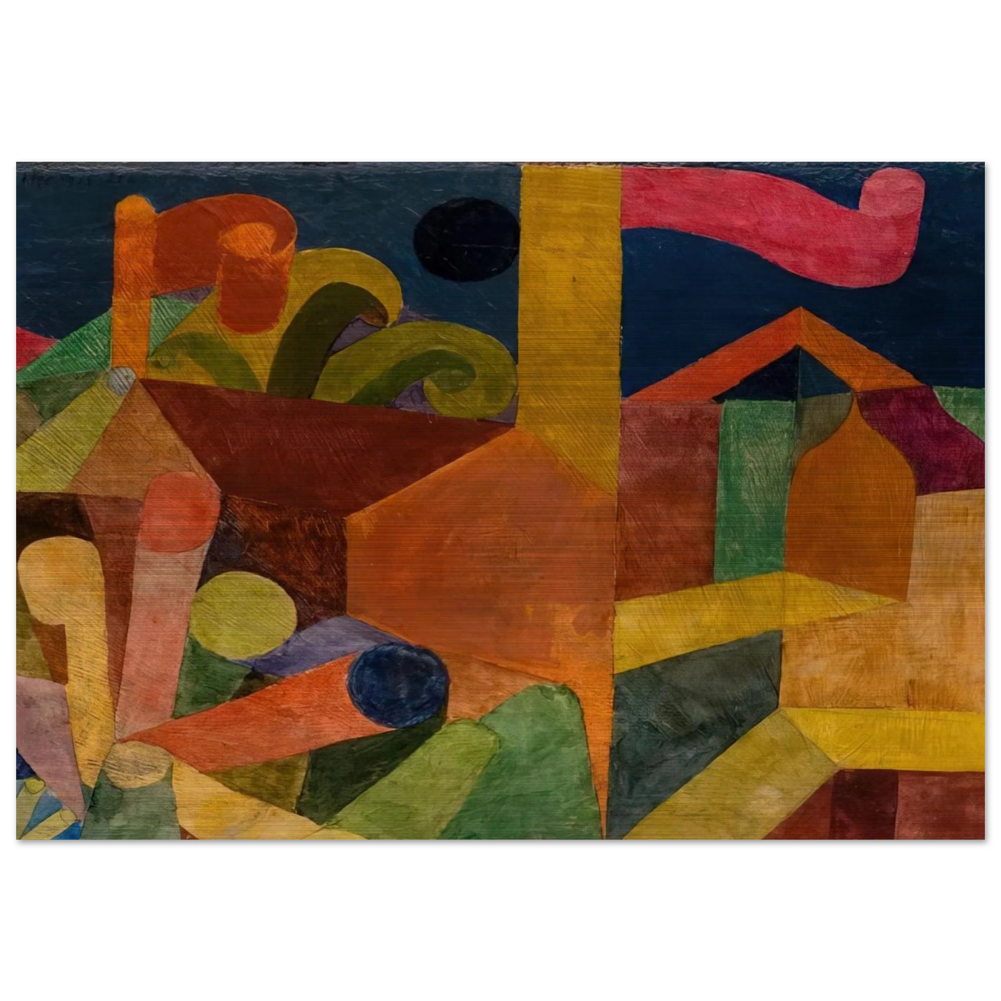 LANDSCAPE WITH FLAGS 1914 - Paul Klee Brushed Aluminum Print - 70x100 cm / 28x40 inches | Paul Klee Aluminum Print | Paul Klee Prints