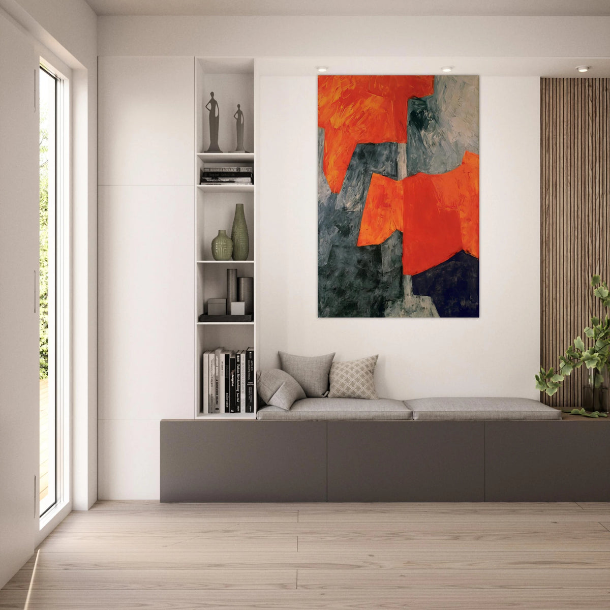 Composition grise et rouge - 1964 - Serge Poliakoff Art Prints - 100x150 cm / 40x60″ inches | Serge Poliakoff Poster | Serge Poliakoff Prints