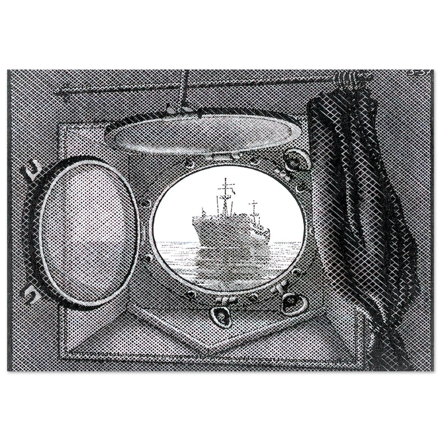 MC Escher - PORTHOLE Wall Art - 30x40 cm / 12x16 inches - Premium Wooden Framed Poster With Fine Art Paper-canvas - White frame