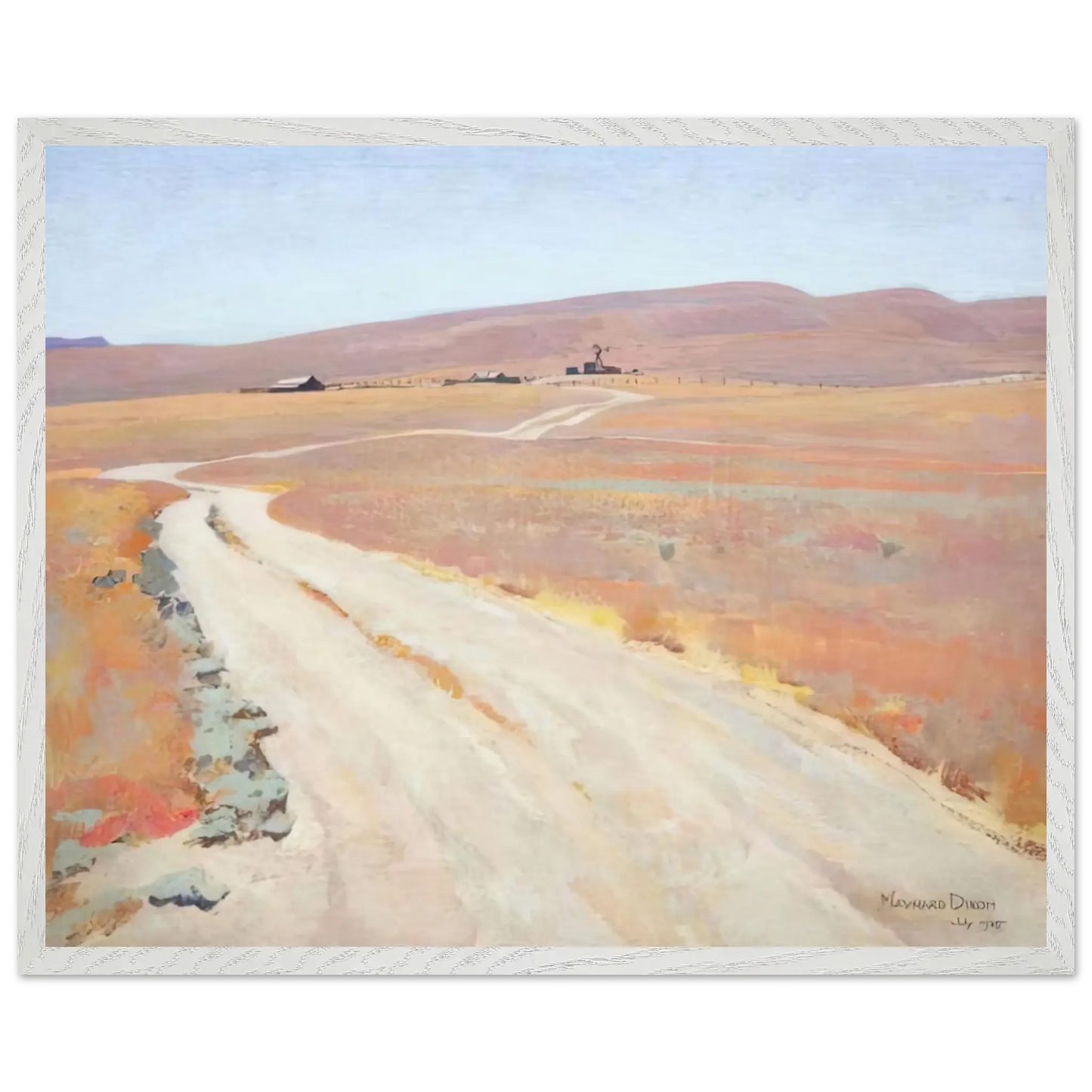 Maynard Dixon - ABANDONED RANCH 1935 Wall art - 15x20 cm / 6x8 Inches - Premium Wooden Framed Poster With Fine Art Paper - White frame