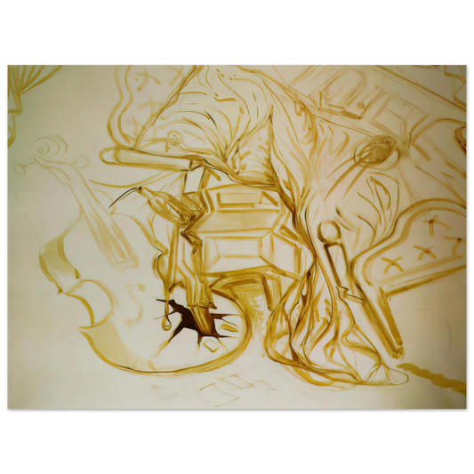 Salvador Dali - BED AND BEDSIDE TABLE FEROCIOUSLY ATTACKING A CELLO  75x100 cm / 30x40inches Fine Art Poster