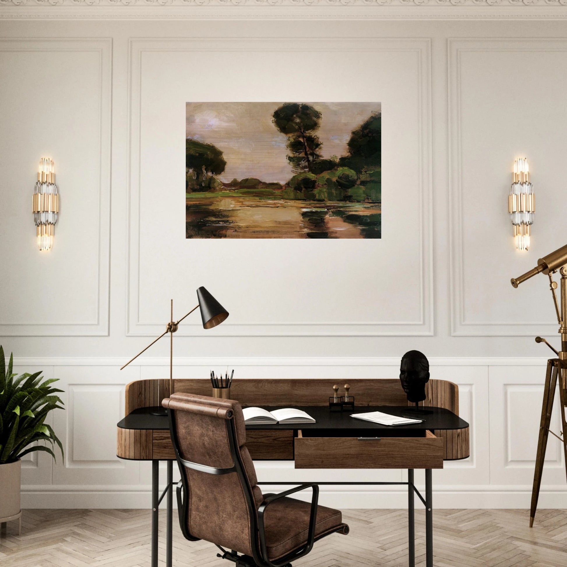 Lonely tree at the Gein Sun - Piet Mondrian Brushed Aluminum Print - 70x100 cm / 28x40 inches | Piet Mondrian Aluminum Print | Piet Mondrian Prints