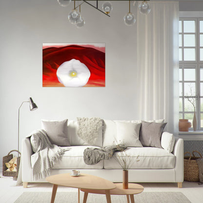 Red hills and white flower - Georgia O'Keeffe Brushed Aluminum Print - 70x100 cm / 28x40 inches | Georgia O'Keeffe Aluminum Print | Georgia O'Keeffe Prints