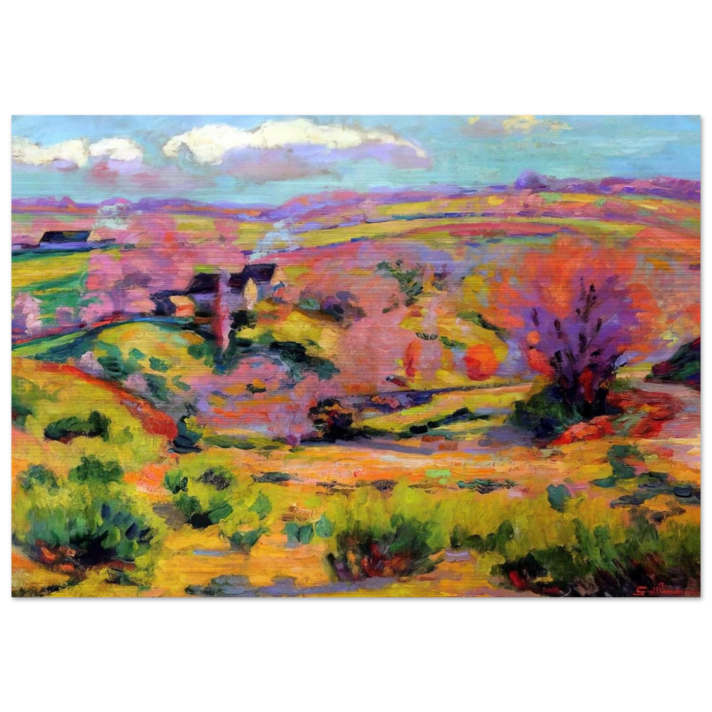 Landscape of Creuse at spring - Fauvism - Armand Guillaumin Brushed Aluminum Print - 70x100 cm / 28x40 inches | Armand Guillaumin Aluminum Print | Armand Guillaumin Prints