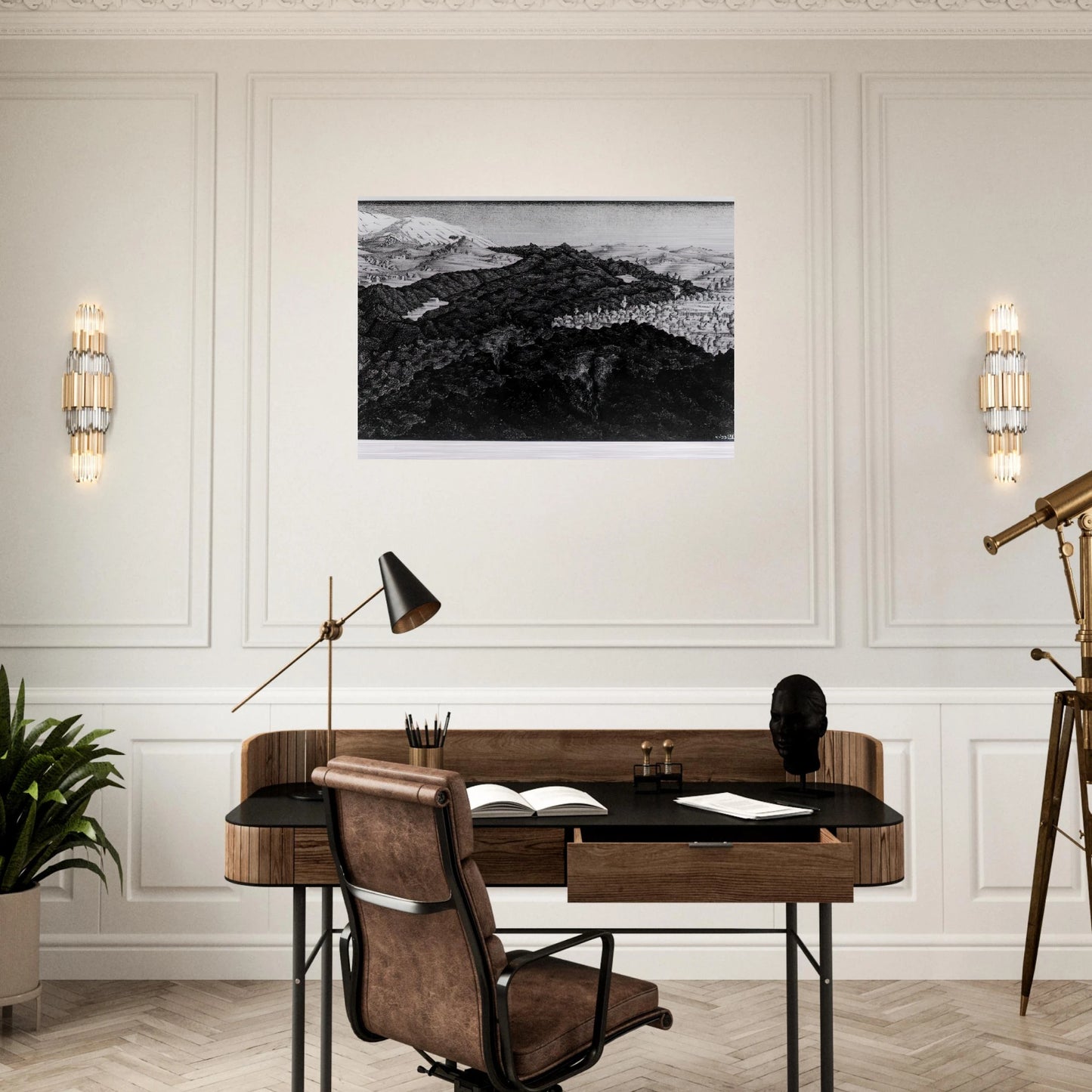 LAVA FLOW FROM ETNA - MC Escher Brushed Aluminum Print - 70x100 cm / 28x40 inches | MC Escher Aluminum Print | MC Escher Prints | Maurits Cornelis Escher Prints