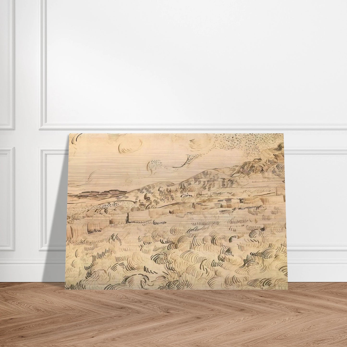 Mountain Landscape Seen across the Walls - Vincent van Gogh Brushed Aluminum Print - 70x100 cm / 28x40 inches | Vincent van Gogh Aluminum Print | Vincent van Gogh Prints