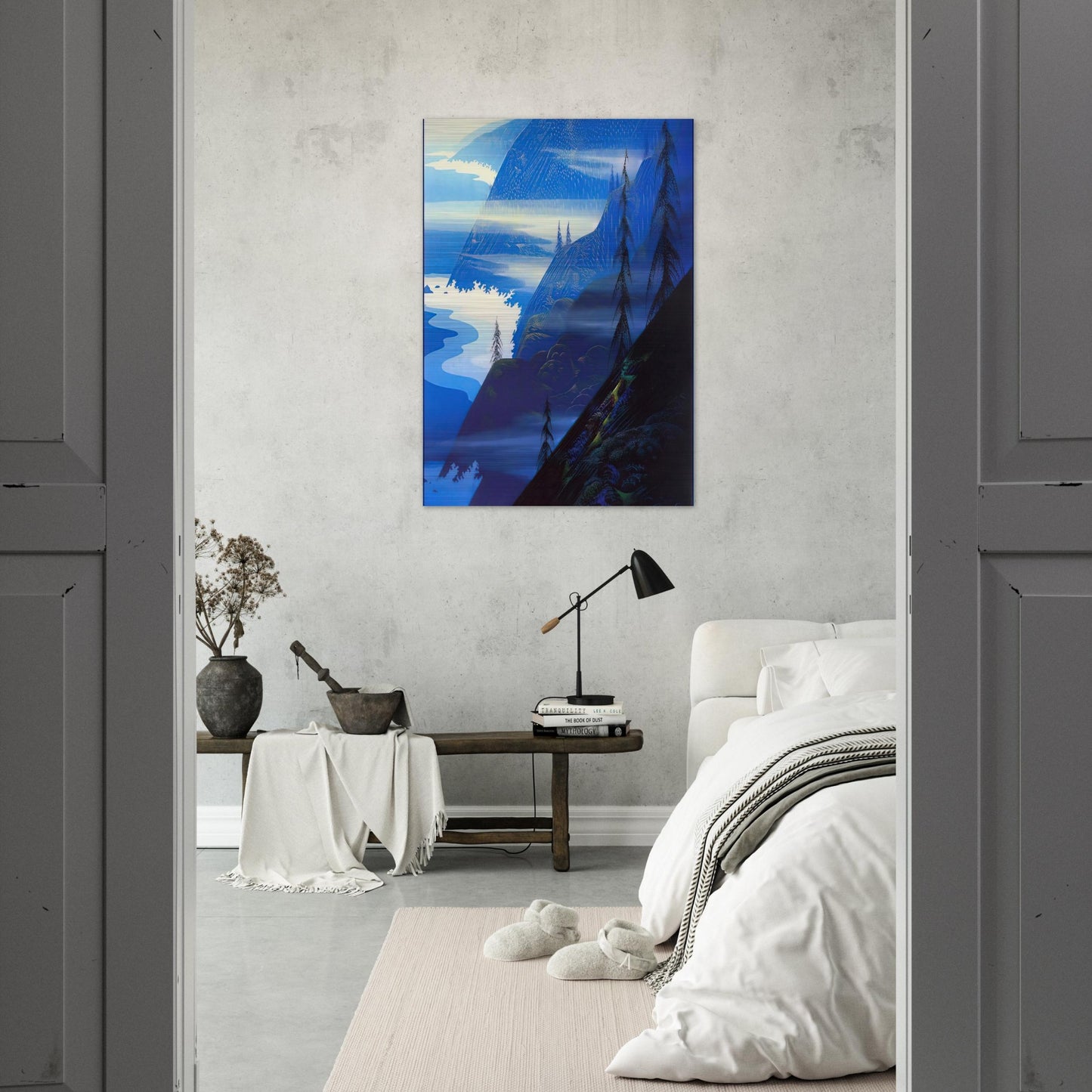 Stardust blue - Eyvind Earle Brushed Aluminum Print - 70x100 cm / 28x40 inches | Eyvind Earle Aluminum Print | Eyvind Earle Prints