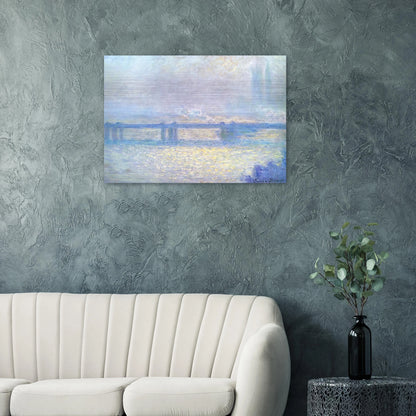 Charing Cross Bridge, Overcast Weather - claude monet Brushed Aluminum Print - 70x100 cm / 28x40 inches | claude monet Aluminum Print | claude monet Prints
