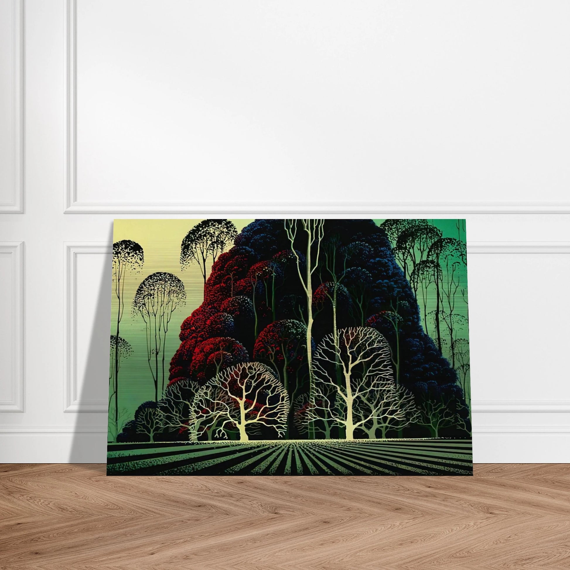 Eucalyptus Forest - Eyvind Earle Brushed Aluminum Print - 70x100 cm / 28x40 inches | Eyvind Earle Aluminum Print | Eyvind Earle Prints