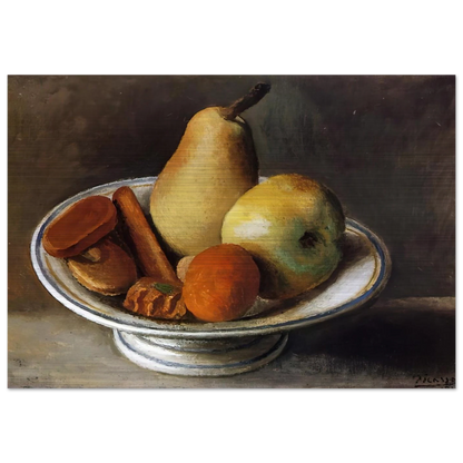 Fruit Bowl with Fruit - 1918 - Pablo Picasso Brushed Aluminum Print - 70x100 cm / 28x40 inches | Pablo Picasso Aluminum Print | Pablo Picasso Prints