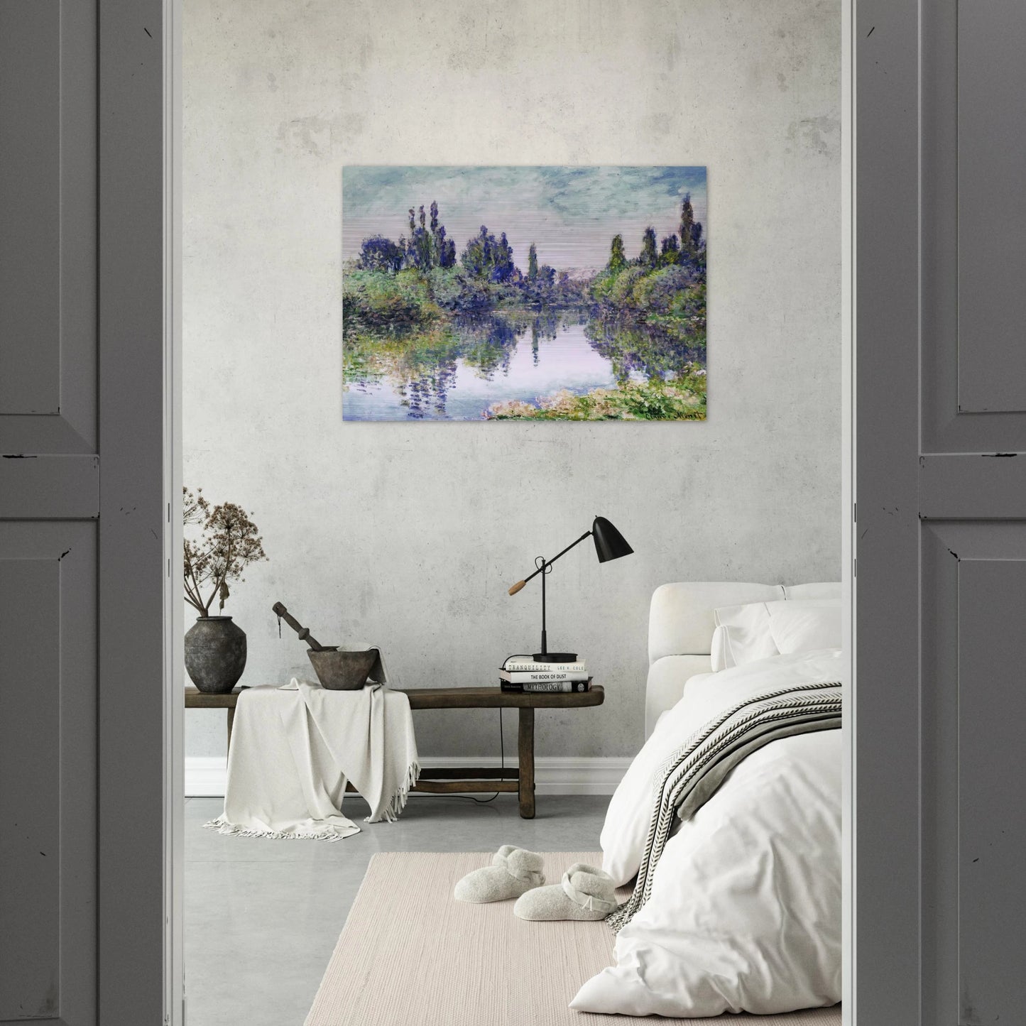 Morning on the Seine, near Vetheuil - claude monet Brushed Aluminum Print - 70x100 cm / 28x40 inches | claude monet Aluminum Print | claude monet Prints