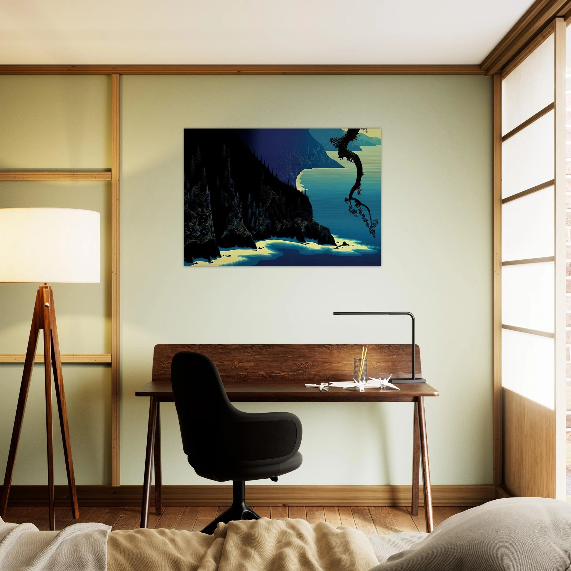 Big Sur - Eyvind Earle Brushed Aluminum Print - 70x100 cm / 28x40 inches | Eyvind Earle Aluminum Print | Eyvind Earle Prints