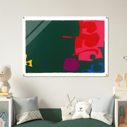 Interlocking Scarlet and Pink in Deep Green - 1970 - Patrick Heron Acrylic Print - 70x100 cm / 28x40″ inches