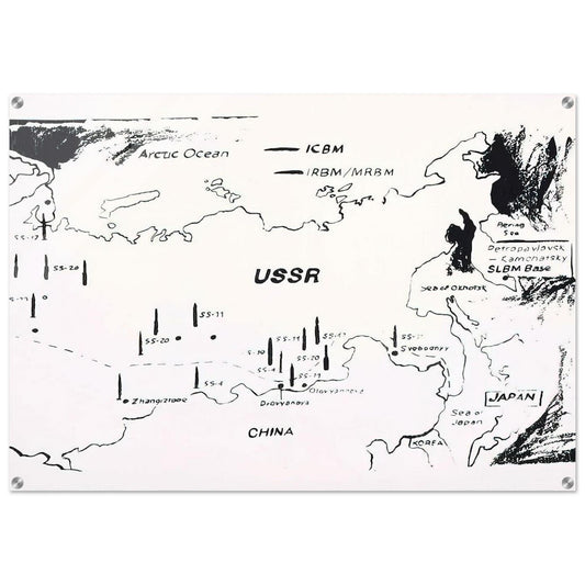 Map of Eastern U.S.S.R. Missile Bases - Andy Warhol Acrylic Print - 70x100 cm / 28x40″ inches
