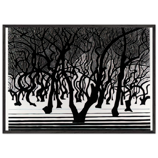 ESCHER 9 - MC Escher 70x100 cm / 28x40 inches Framed Art Print – Black Wooden Frame | Maurits Cornelis Escher Prints
