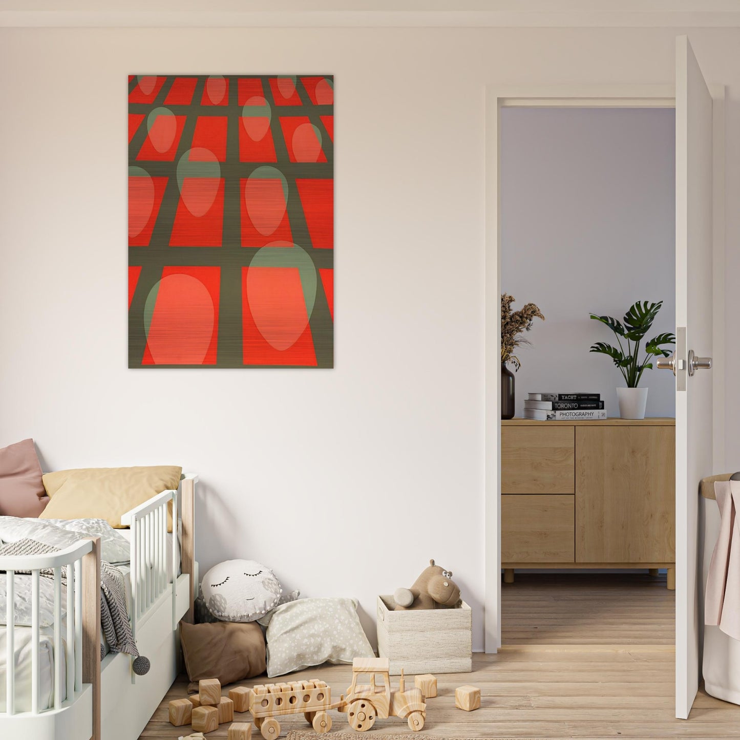 Untitled - Faces in a Grid Red - 1971 - Clarence Holbrook Carter Brushed Aluminum Print - 70x100 cm / 28x40 inches | Clarence Holbrook Carter Aluminum Print | Clarence Holbrook Carter Prints