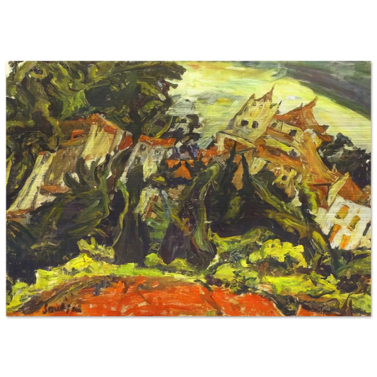 HOUSES AT CERET - Chaim Soutine Brushed Aluminum Print - 70x100 cm / 28x40 inches | Chaim Soutine Aluminum Print | Chaim Soutine Prints